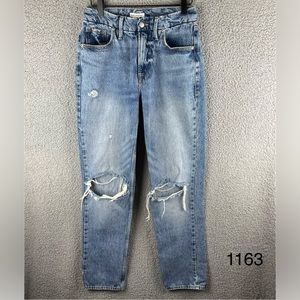 Good American Women’s Light Wash Distressed Straight Blue Jeans Size 4/27